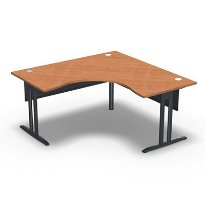 Bureau compact symtrique 90 IdoL L. 160 x L. 160 x Rt 80 cm dcor pommier de France sur pieds I fixes centrs - traverse finition gris anthracite sans carter