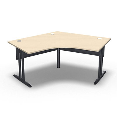 Bureau compact symtrique 120 IdoL L. 120 x L. 120 x Rt 80 cm dcor rable blanc sur pieds I fixes centrs - traverse finition gris anthracite sans carter
