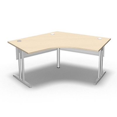 Bureau compact symtrique 120 IdoL L. 120 x L. 120 x Rt 80 cm dcor rable blanc sur pieds I fixes centrs - traverse finition blanc sans carter