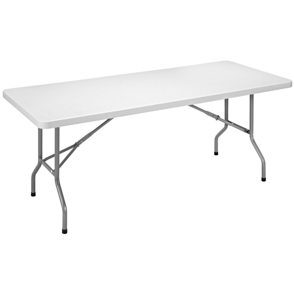 Table pliante - polythylne - rectangle 182 x 76 cm - plateau gris - pieds gris