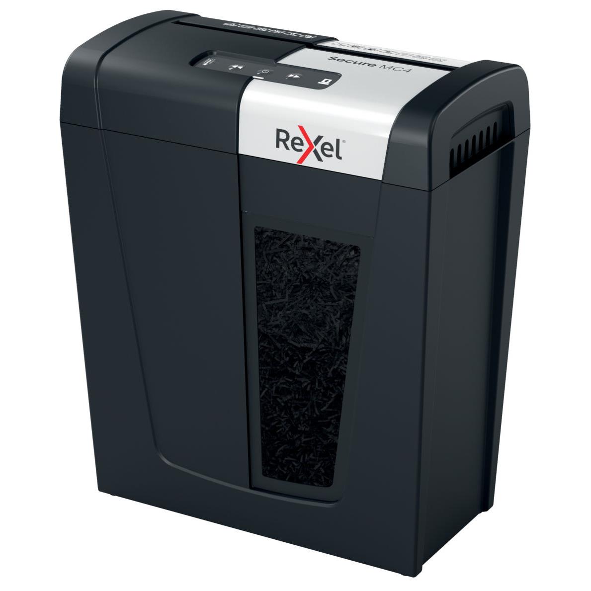 Rexel secure mc4 destructeur de papier dcoupage par micro-broyage 60 db noir, argent