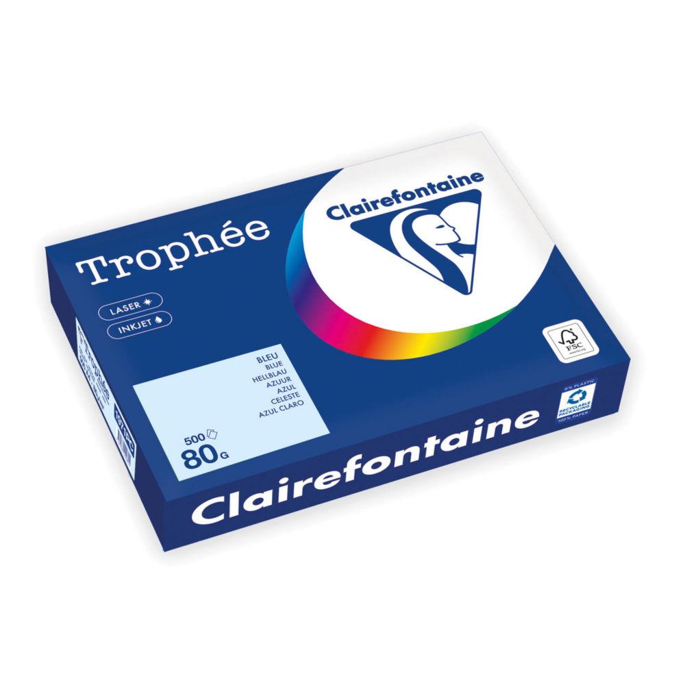 Papier couleur Clairefontaine A4 Trophe Pastel Bleu 80g - Ramette de 500 feuilles