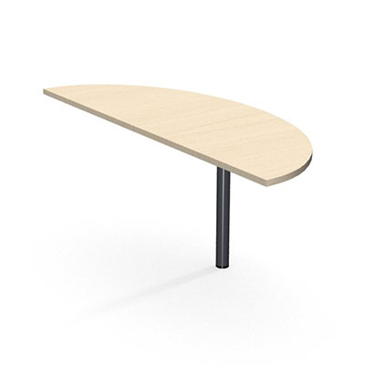 Table demi-lune IdoL L. 165 x P. 60 cm dcor rable blanc sur pieds tube fixes ronds finition gris anthracite