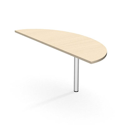 Table demi-lune IdoL L. 165 x P. 60 cm dcor rable blanc sur pieds tube fixes ronds finition blanc