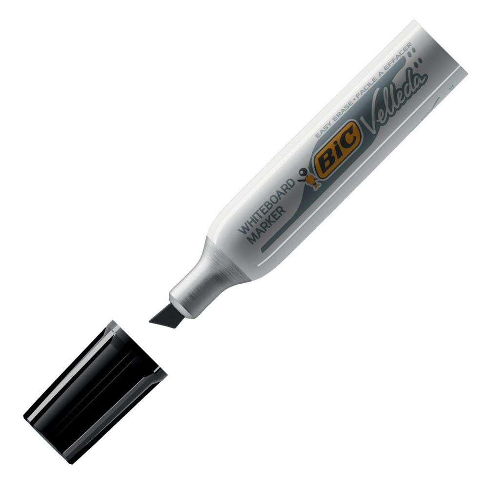 Bic Velleda 1781 - marqueur effacable  sec - corps mtal - pointe biseaute - noir
