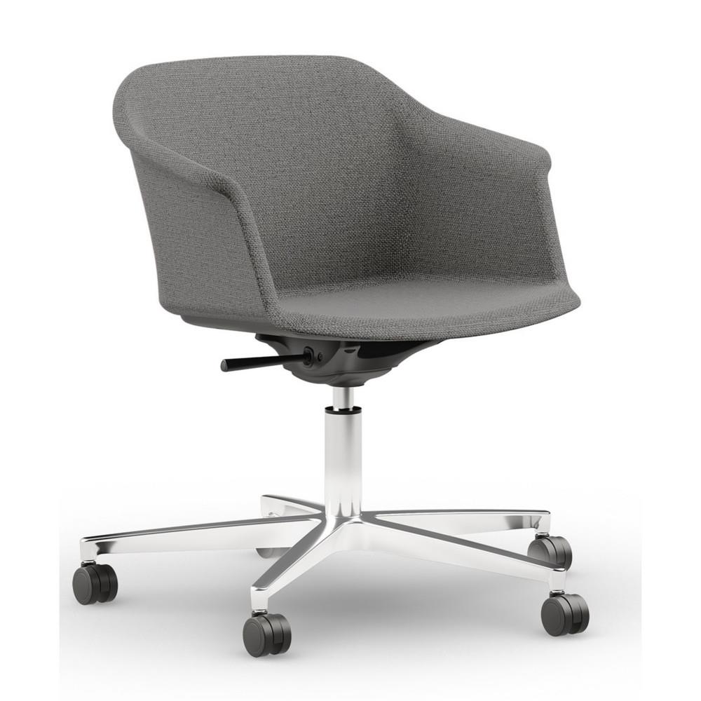 Fauteuil visiteur Ys� - Tissu Gris pi�tement r�glable � roulettes Chrom�