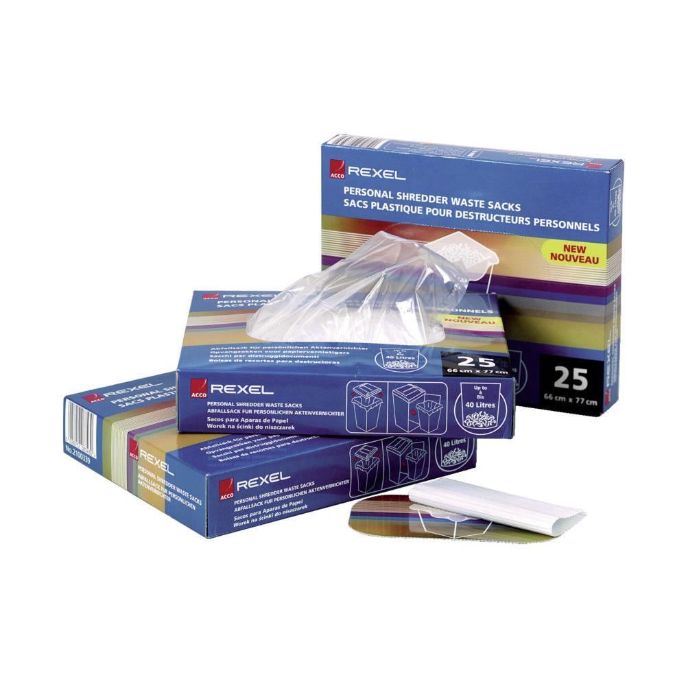 Sac poubelle en plastique Rexel pour destructeur de documents AS100 capacit 40 litres