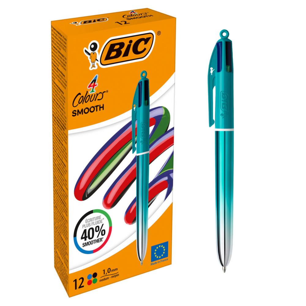 Stylo 4 Couleurs BIC bille BIC Smooth Pro pointe moyenne 1 mm - Corps Gradient Vert