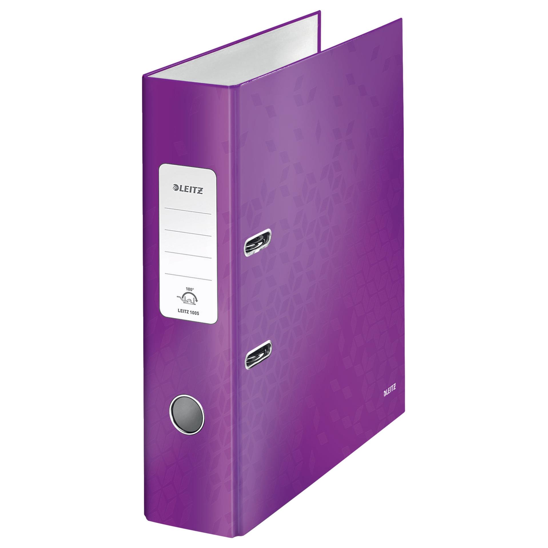 Classeur  levier 180 Leitz WOW - dos 8 cm - carton pellicul - coloris violet