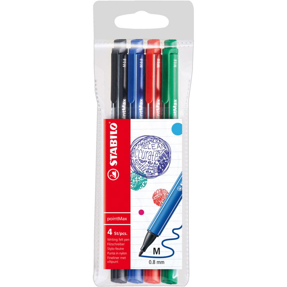 Feutres d'criture Satbilo pointMax - pointe moyenne - pochette de 4 - coloris assortis
