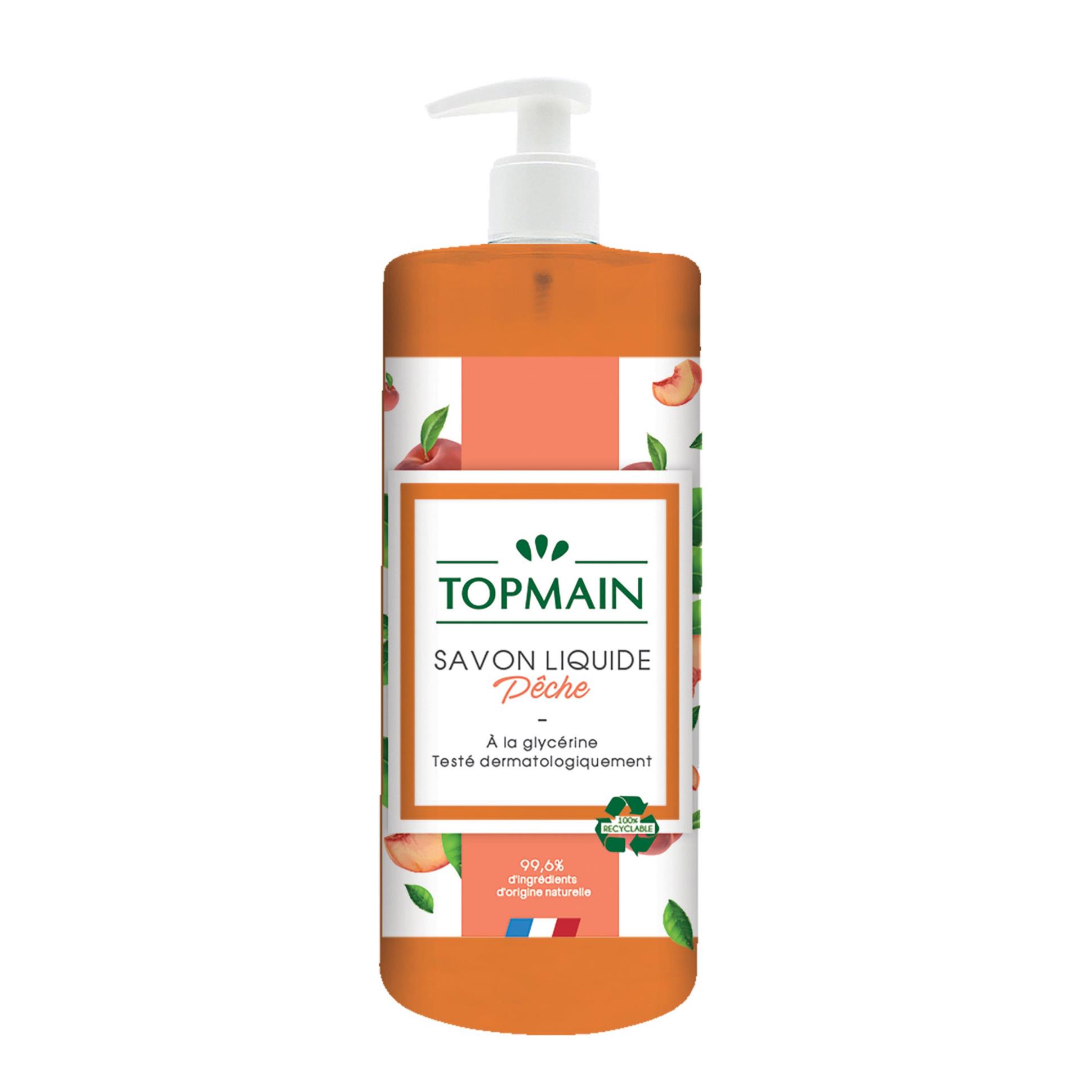 Savon  pompe glycrin pour mains Top Main - pche - 500ml