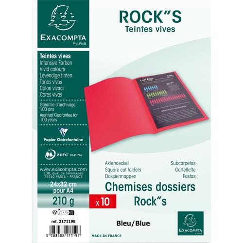 Paquet de 10 chemises Exacompta Rock's en carte 210 grammes coloris turquoise
