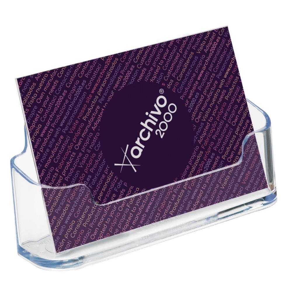 Prsentoir de table de cartes de visite Archivo 2000 - capacit 50 cartes - Transparent