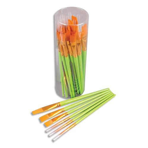 Lot de 36brosses, manche bois laqu 205mm, N14, 16, 18, sortie de poils 26mm