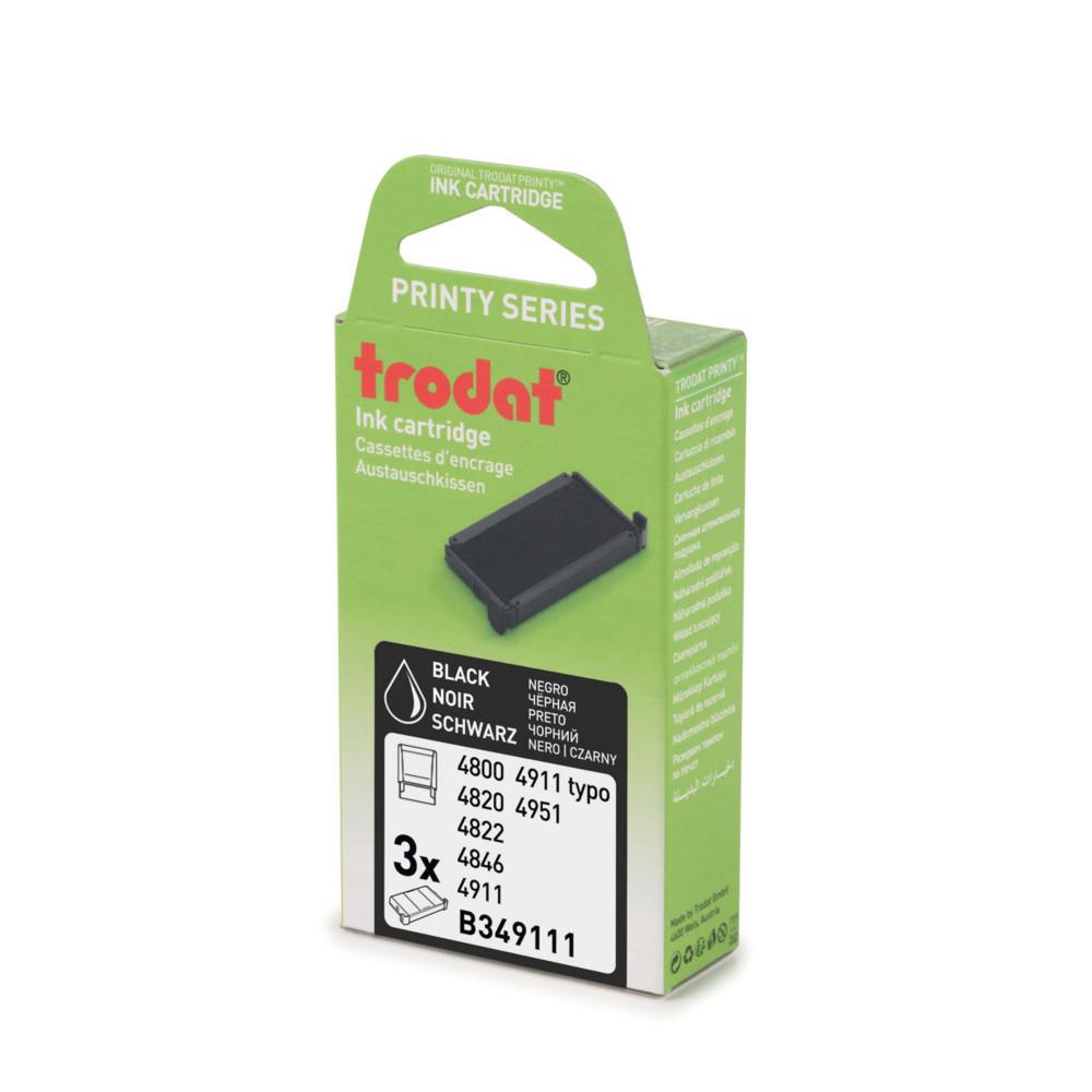 Cassette d'encre Trodat de rechange pour tampon Printy 4911 - Lot de 3 - Noir