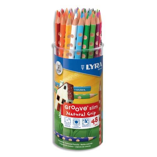 Pot de 48 crayons de couleurs ergonomiques triangulaires Lyra Groove Slim, couleurs assorties