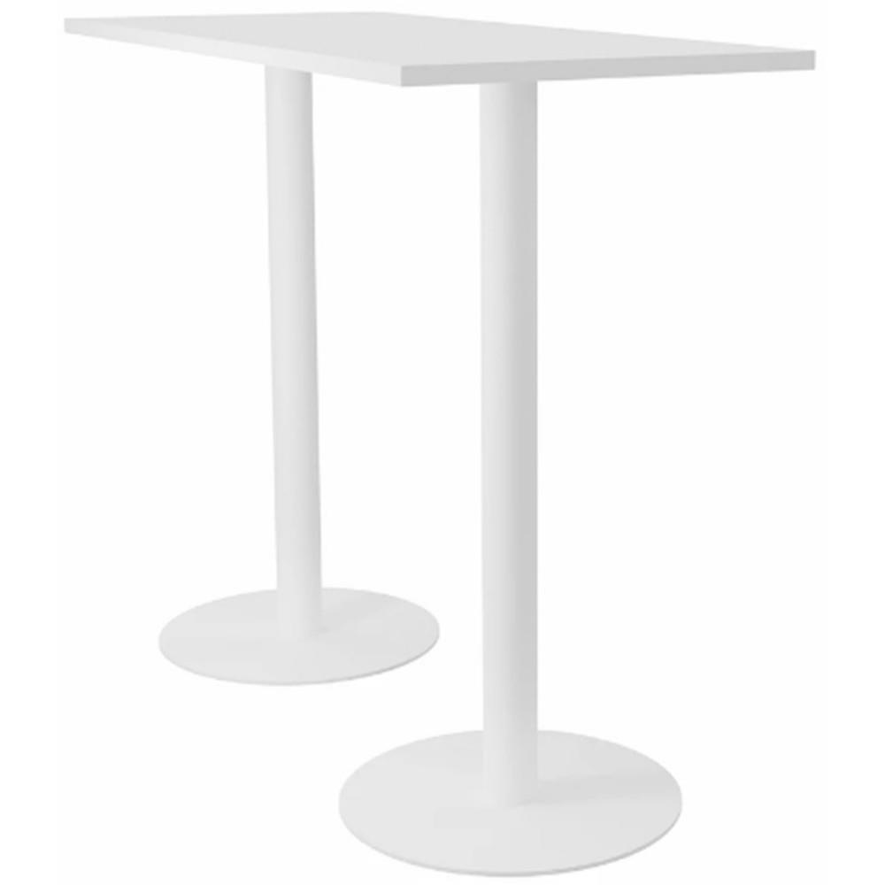Table mange-debout - plateau rectangle - gamme Fenix - L140 x P60 x H 106 cm - plateau blanc - pied blanc