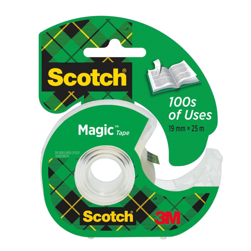 Ruban adhsif invisible Scotch Magic - 19 mm x 25 m - sur dvidoir plastique