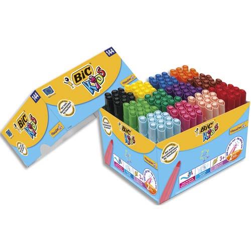 Classpack Bic 124+20 feutres Visacolor XL, pointe ogive extra large, encre lavable. Ne sche pas 2 mois.