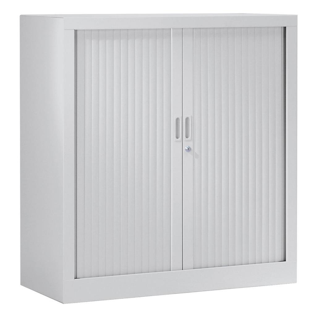 Armoire mtal monobloc Gnric - A rideaux - H. 136 x L. 120 cm - Corps Gris - Rideaux Gris