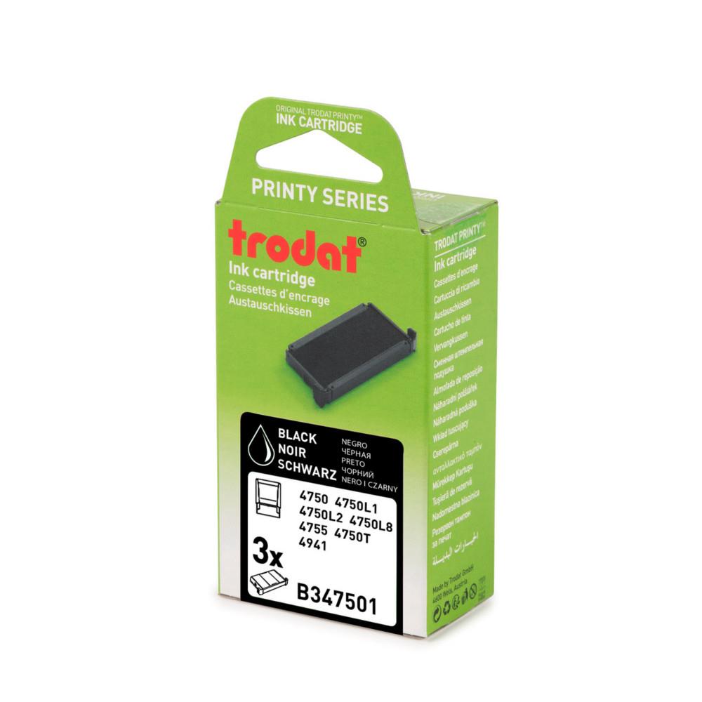 Cassette d'encre Trodat de rechange pour tampon Printy 4750 - Lot de 3 - Noir