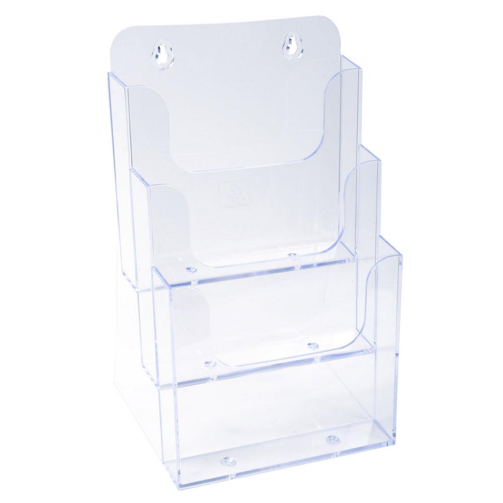 Prsentoir de table vertical de prospectus Exacompta Cristal - 3 compartiments A5 - Transparent
