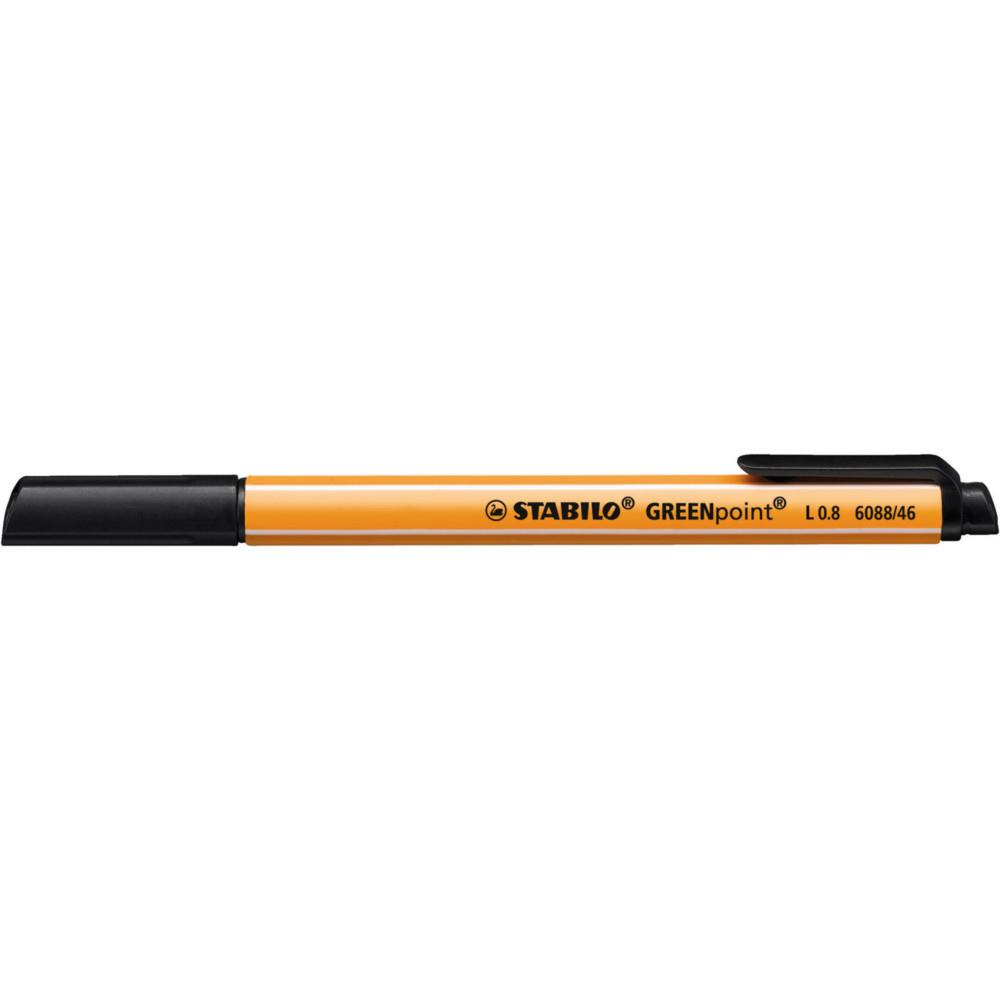 Stylo-feutre avec pointe en fibres Stabilo GREENpoint - pointe large - corps en plastique orange - encre noire