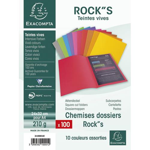 Chemise Exacompta Rock's - coloris assortis - format 24 x 32 cm - 210 g - paquet de 100