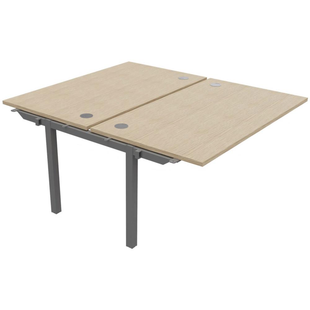 Bureau bench 2 postes Osmose suivant L140 x P163 cm Plateaux Ch�ne Pieds m�tal Aluminium
