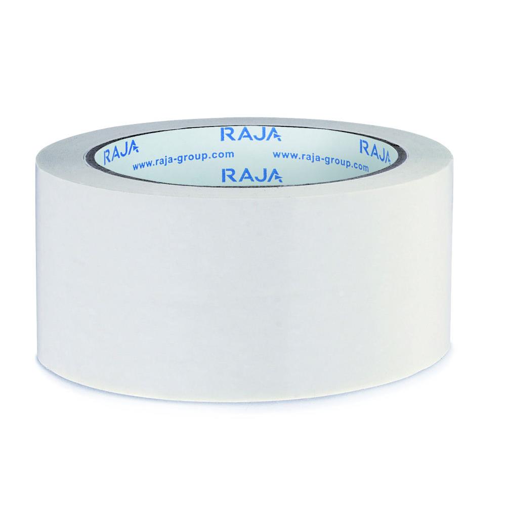 Ruban adhsif d'emballage rsistant RAJA - en PVC silencieux 32 microns 50 mm x 66 m - Blanc  - lot de 6