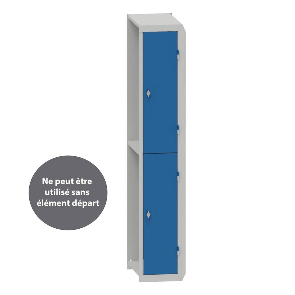 Vestiaire Primo Iso 2 casiers - �l�ment suivant - corps gris - portes bleues