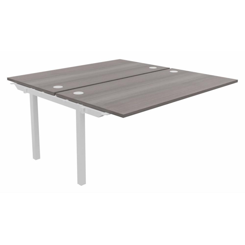 Bureau bench 2 postes Osmose suivant L160 x P163 cm Plateaux C�dre Pieds m�tal Blanc