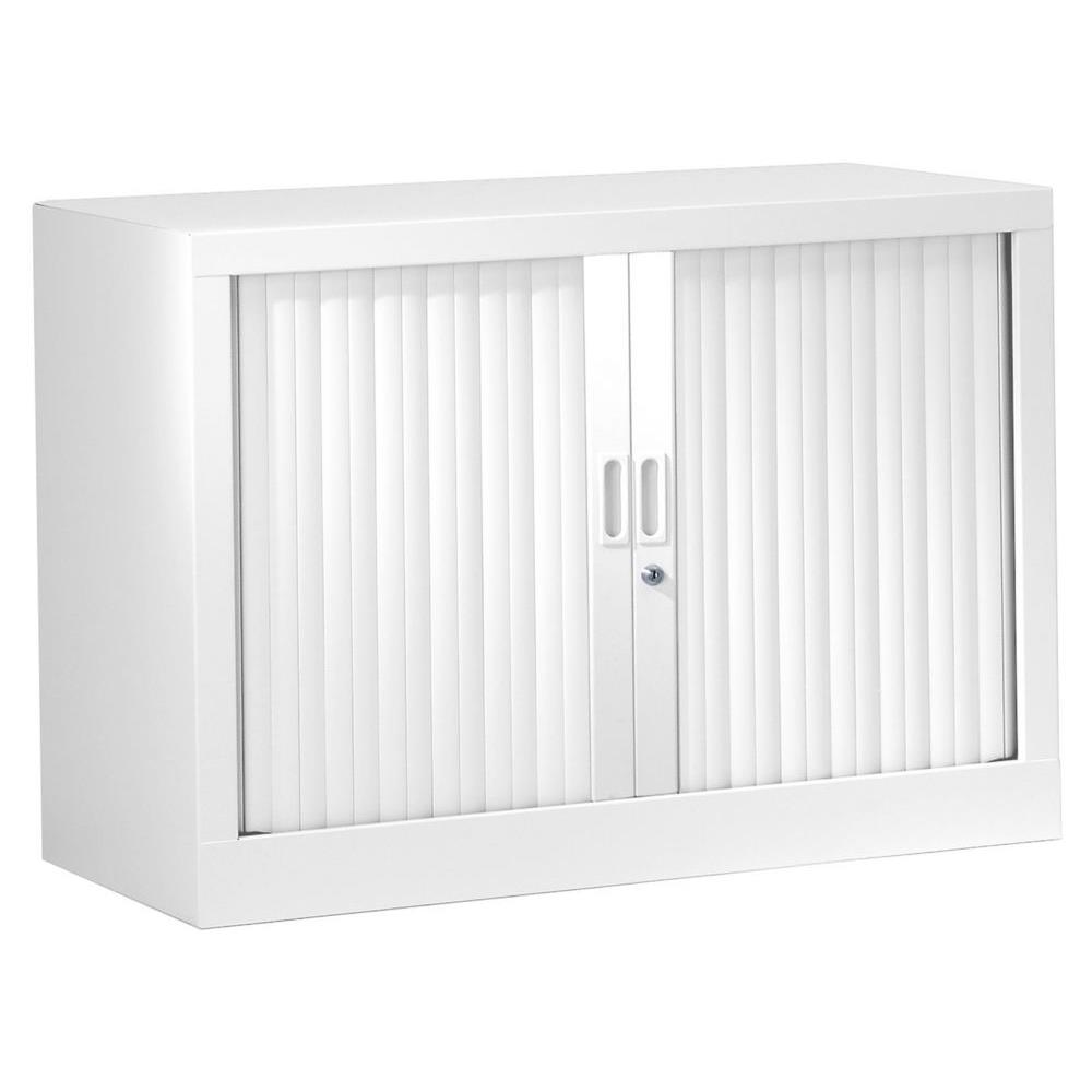 Armoire mtal monobloc Gnric - A rideaux - H. 69,5 x L. 80 cm - Corps Blanc - Rideaux Blanc