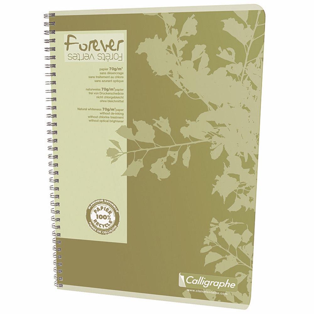 Cahier  Calligraphe Forever - A4 - spirales - 180 pages - lign 8 mm - papier recycl & certifi - 21 x 29,7 cm - bloc 90 feuilles