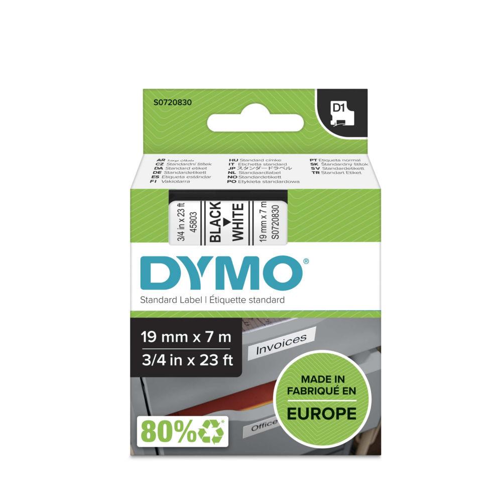 Ruban Dymo D1 - 45803 - Ruban noir/blanc - 19 mm x 7 m