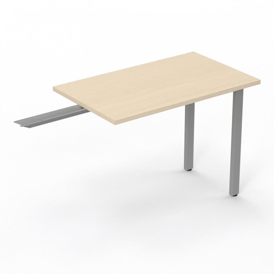 Retour suspendu Arial L. 100 x P. 60 cm p. 25 mm - plateau mlamine rable blanc - pitement mtal lisse gris aluminium