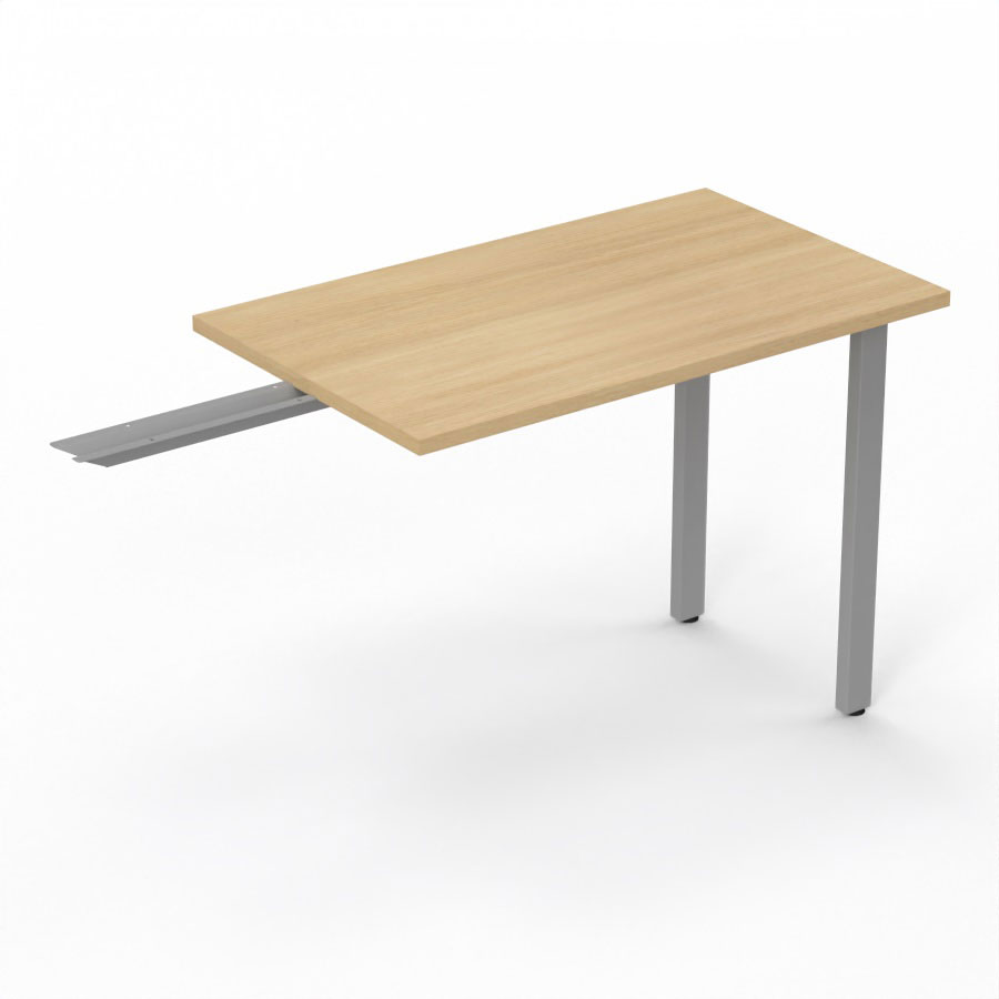 Retour suspendu Arial L. 100 x P. 60 cm �p. 25 mm - plateau m�lamine ch�ne clair - pi�tement m�tal lisse gris aluminium