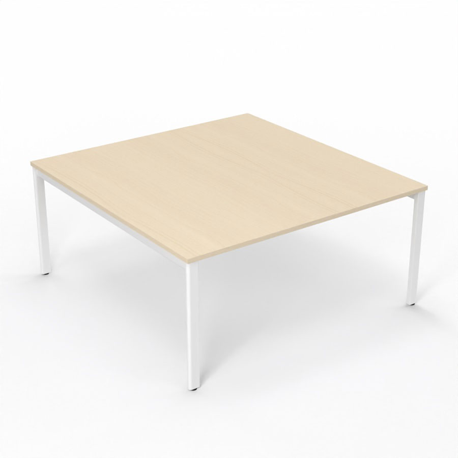 Table de runion Arial L. 160 x P. 165 cm p. 25 mm - plateau mlamine rable blanc - pitement arche mtal lisse blanc