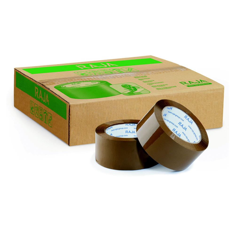 Ruban adhsif d'emballage rsistant RAJA - en polypropylne silencieux 35 microns 50 mm x 66 m - Havane  - lot de 6