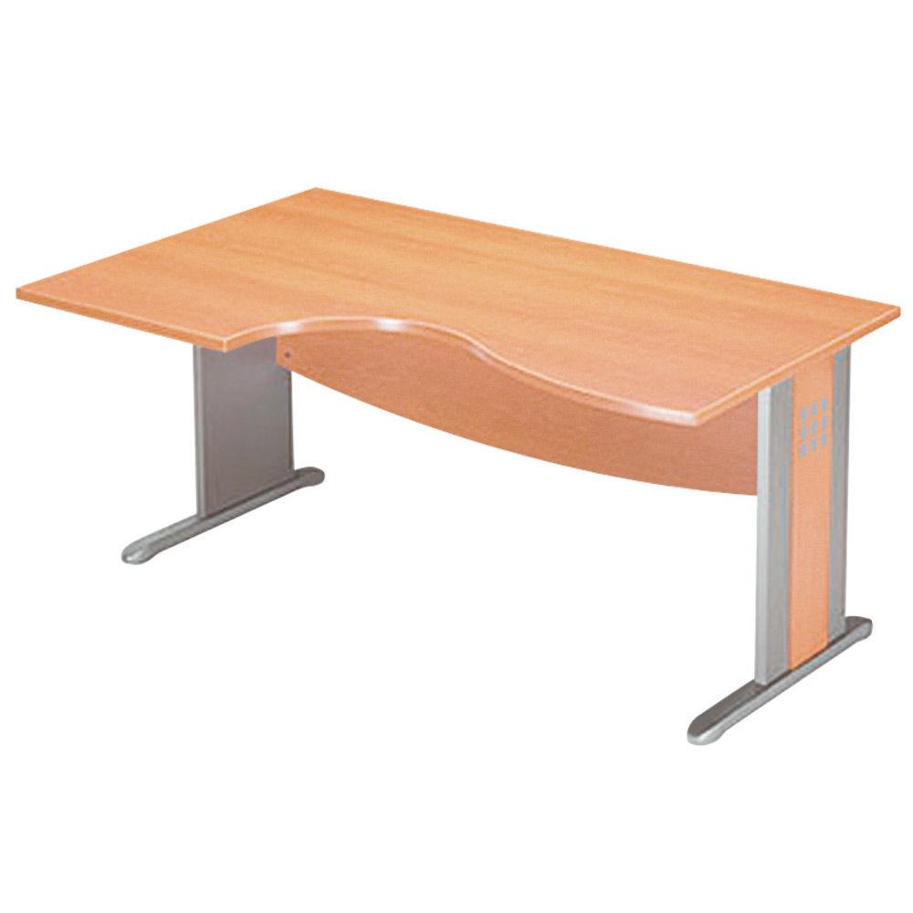 Bureau compact prestige retour � gauche Boreal - L 160 x P 100 cm - plateau h�tre - pieds L aluminium