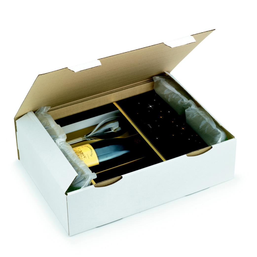 Bote d'expdition blanche RAJA en carton simple cannelure - L.int. 43 x l.30 x H.12 cm - Lot de 50