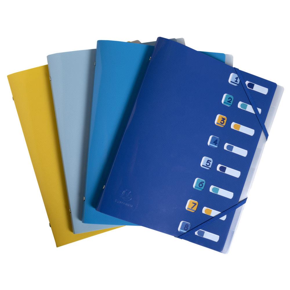Trieur  lastiques Exacompta BeeBlue en polypro recycl - 8 divisions - Assortis