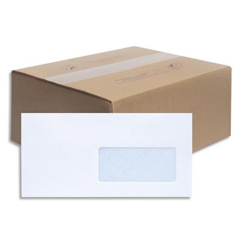 Enveloppes 110x220 La Couronne - NF - fenetre 45x100 - vlin blanc - 80g - auto-adhsive - bote de 500