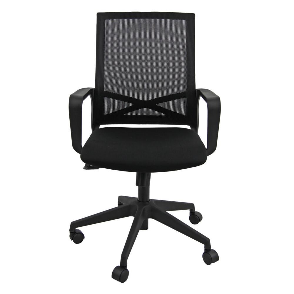 Fauteuil de bureau Chazz avec accoudoirs - Assise tissu et dossier maille - Noir