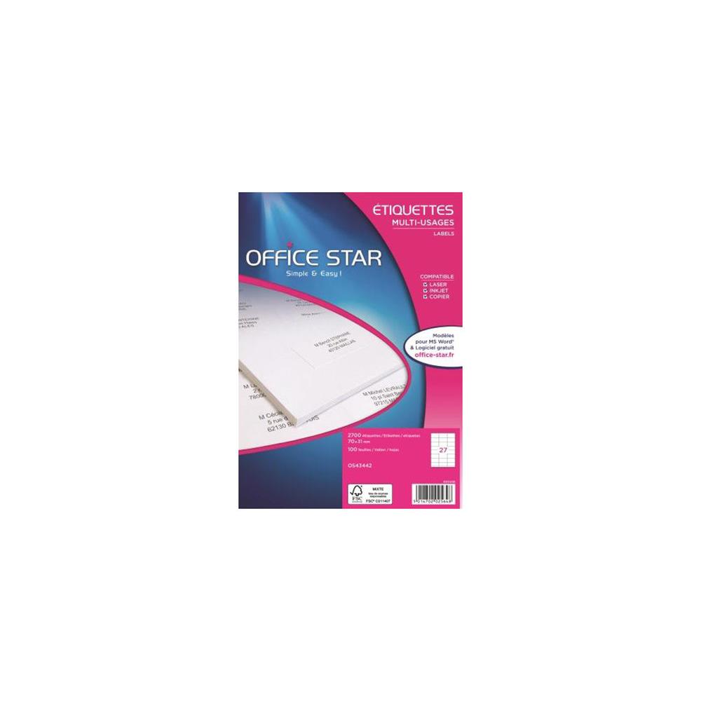 Etiquettes cologiques multi-usages  Avery - 70 x 31 mm - 100 planches A4 - blanches - paquet de 2700
