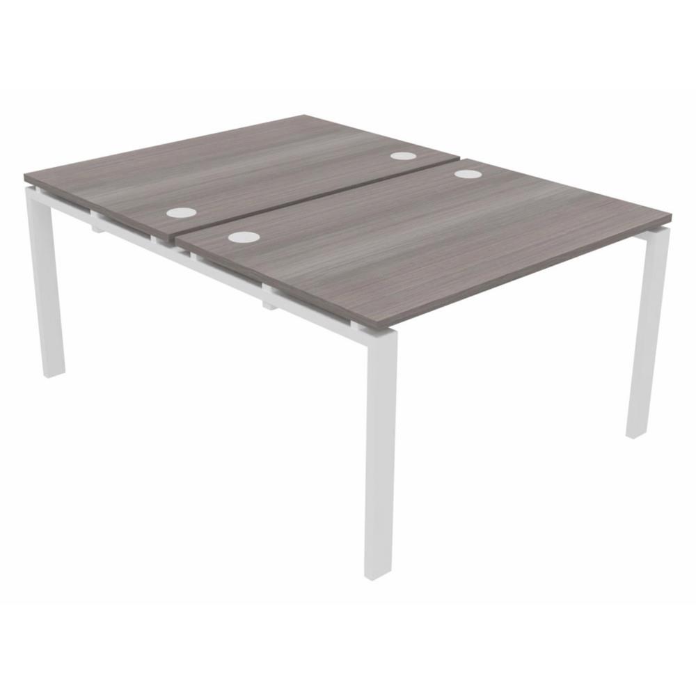 Ensemble 2 postes droits E-link L 120 x P 163 cm - Plateau C�dre  - 4 pieds Blanc