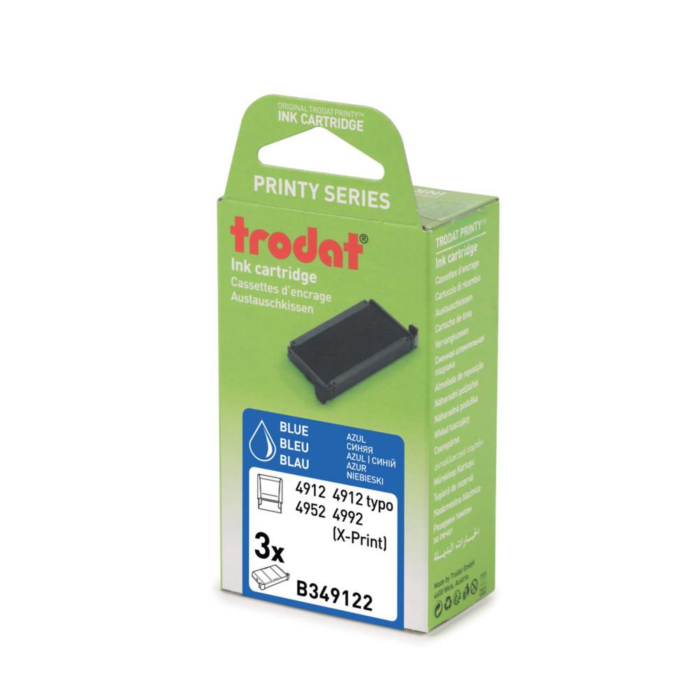 Cassette d'encre Trodat de rechange pour tampon Printy 4912 - Lot de 3 - Bleu