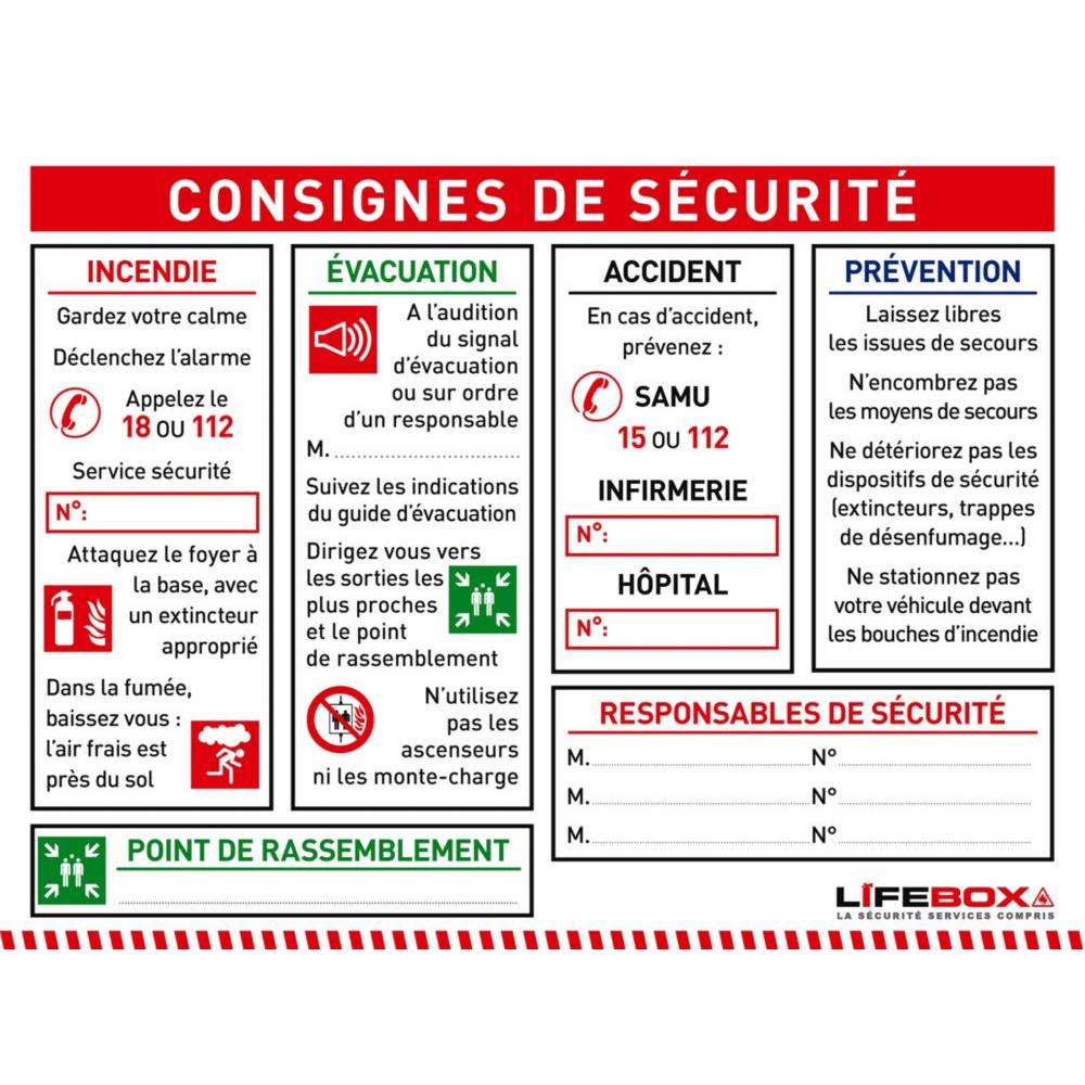Panneau consignes de scurit