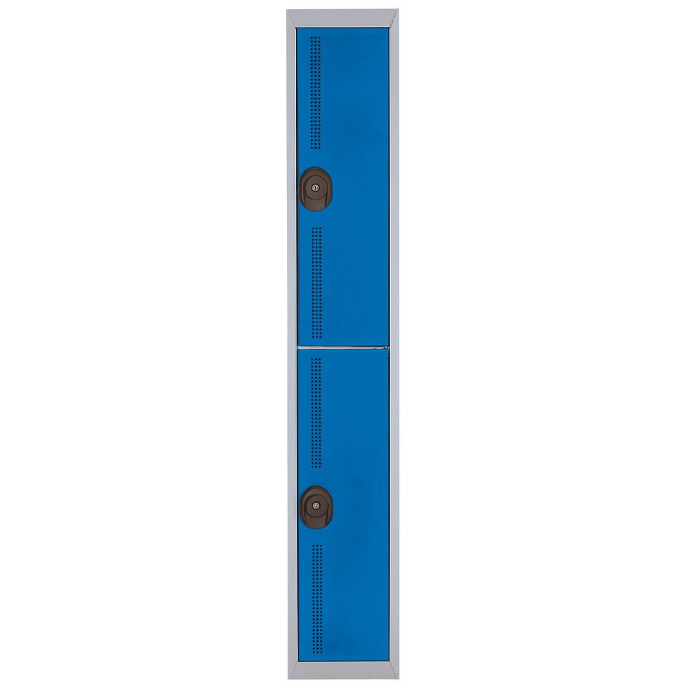 Vestiaire Colorama - 2 casiers - 1 colonne - corps gris - portes bleues