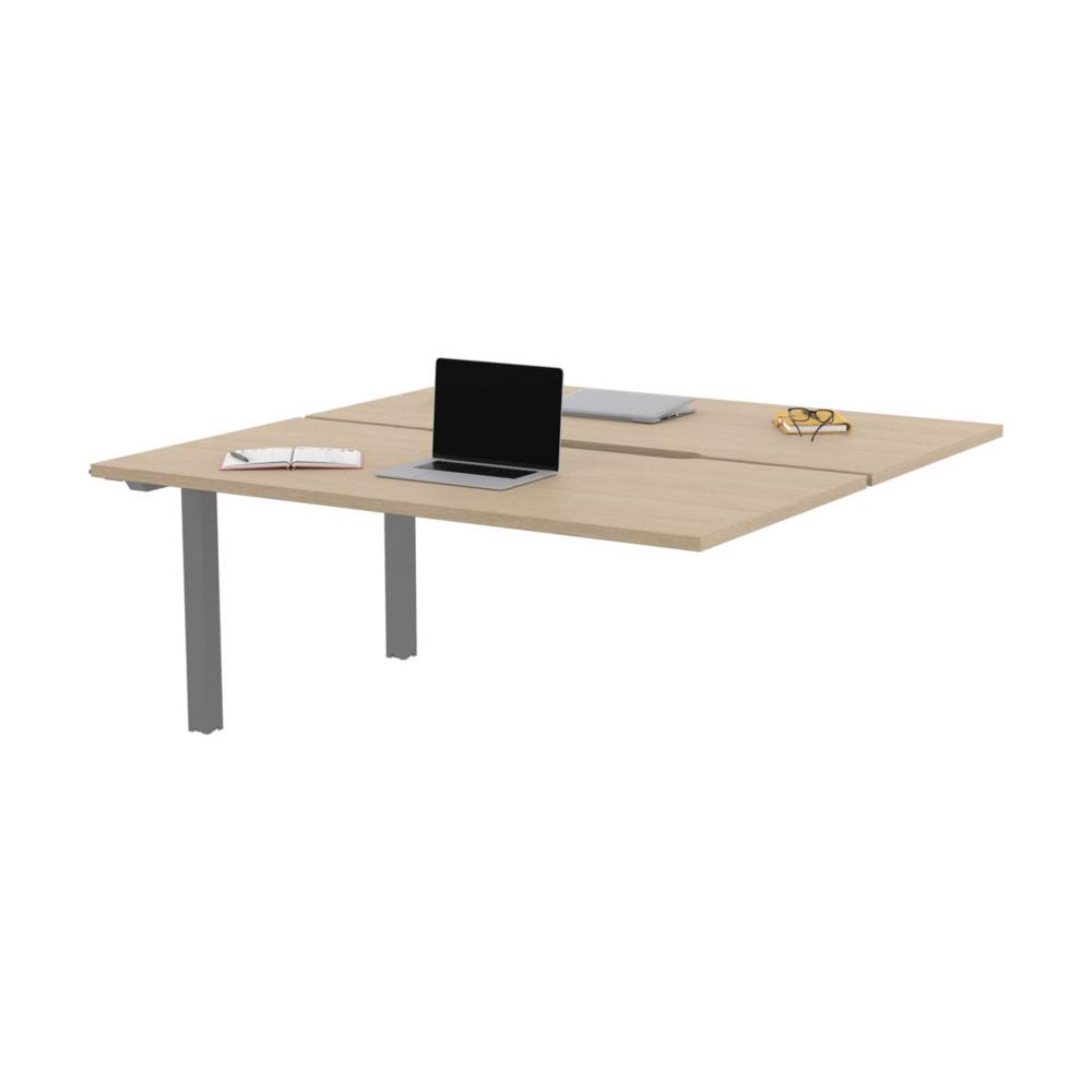 Bureau bench 2 postes Osmose suivant L160 x P163 cm Plateaux �chancr�s Ch�ne Pieds m�tal Aluminium